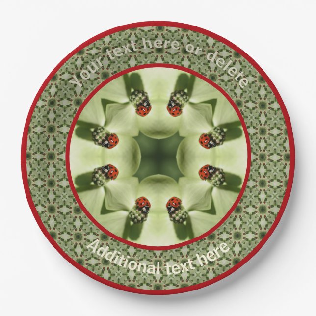 Ladybugs Nature Art Personalized Party  Paper Plates (Front)