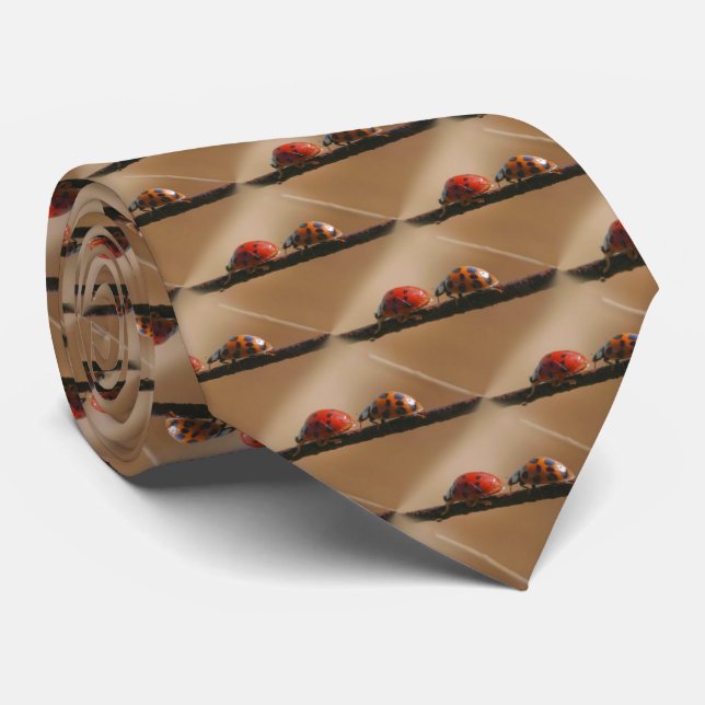 Ladybugs On A Fence Nature Neck Tie (Rolled)