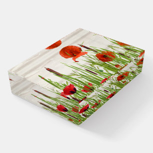 Ladybugs On Cattails with Poppies Paperweight
