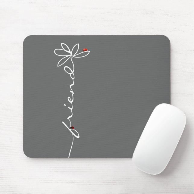 Ladybugs on Doddle Daisy On Gray Mouse Pad (With Mouse)