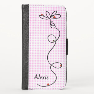 Ladybugs On Doodle Daisy and Gingham iPhone X Wallet Case