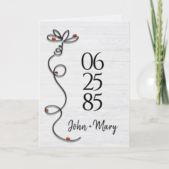 Ladybugs On Doodle Daisy for Anniversary Card (Front)