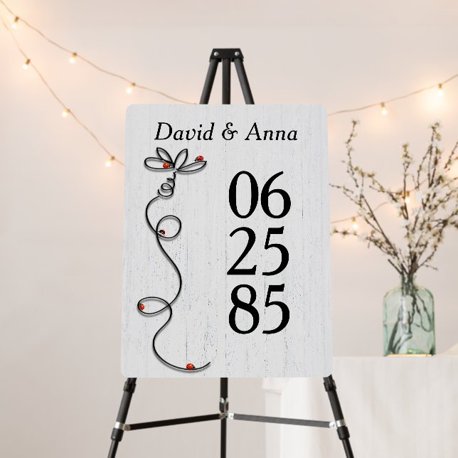 Ladybugs On Doodle Daisy for Anniversary Foam Board (In Situ (Stand))