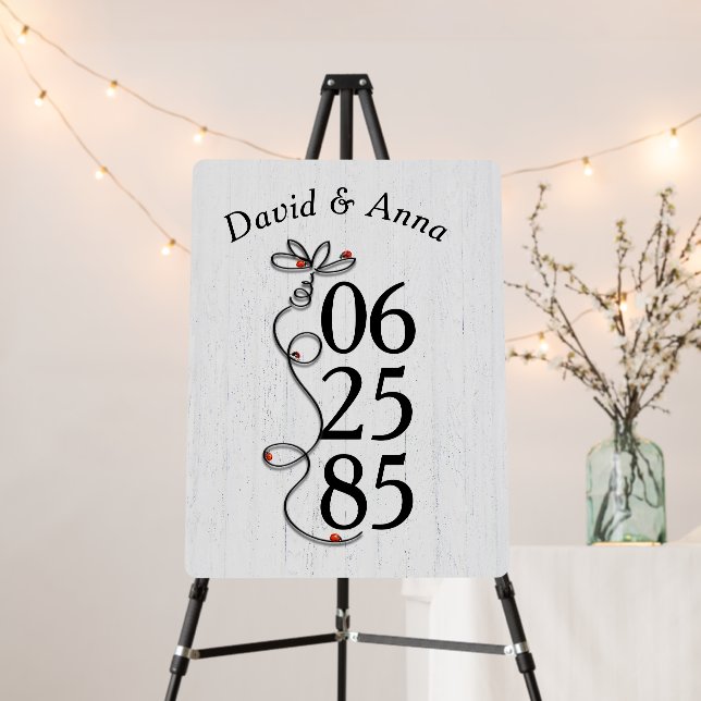 Ladybugs On Doodle Daisy for Anniversary Party Foam Board (In Situ (Stand))