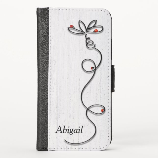 Ladybugs On Doodle Daisy  iPhone Wallet Case (Front)