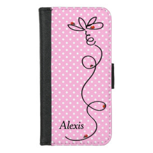 Ladybugs On Doodle Daisy on Dots iPhone 8/7 Wallet Case
