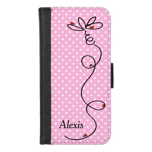 Ladybugs On Doodle Daisy on Dots iPhone 8/7 Wallet Case