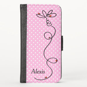 Ladybugs On Doodle Daisy on Dots iPhone X Wallet Case