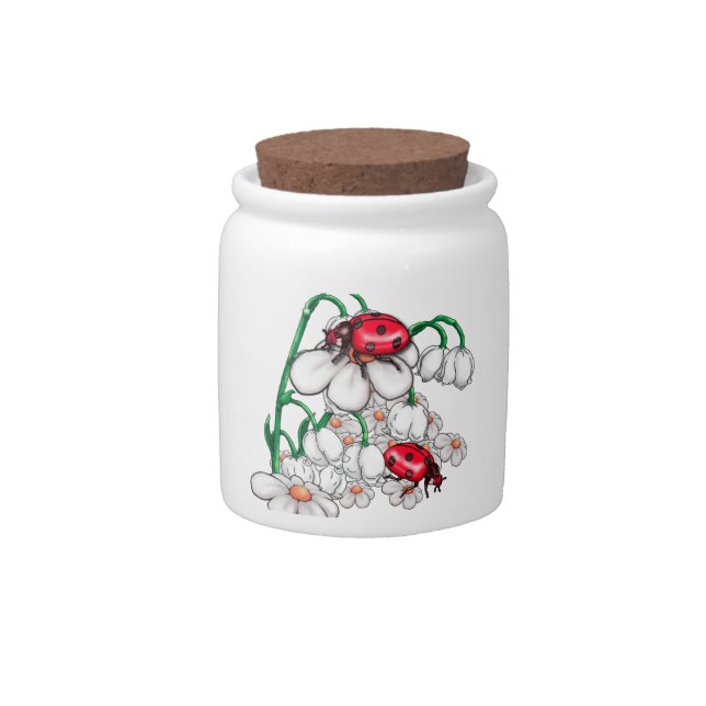ladybugs on flors candy jar (Front)