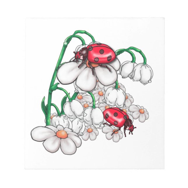 ladybugs on flors notepad (Front)