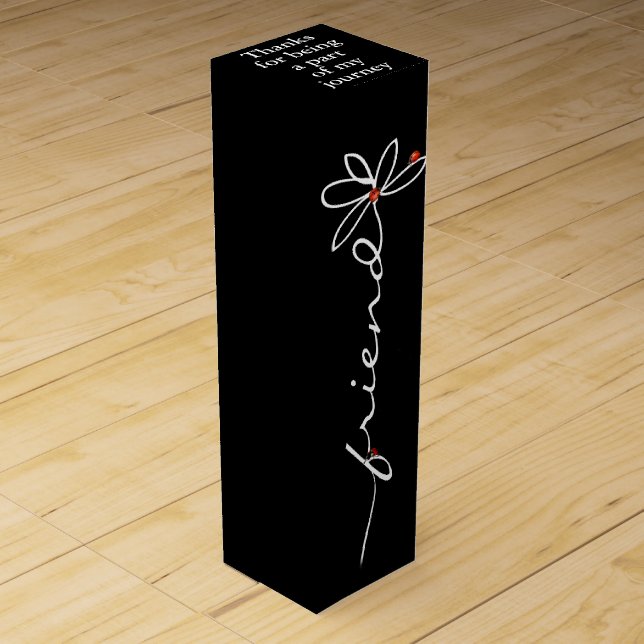 Ladybugs on Friend Daisy  Wine Box (Front)