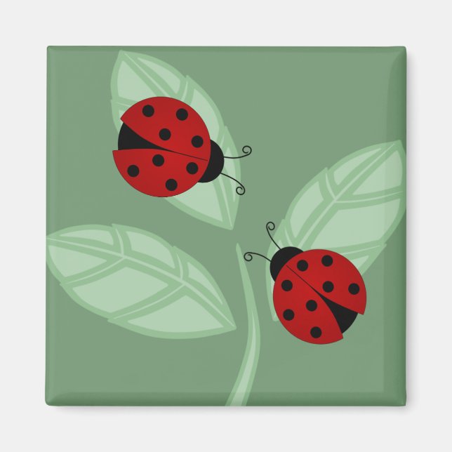 Ladybugs on Leaves Magnet (Front)