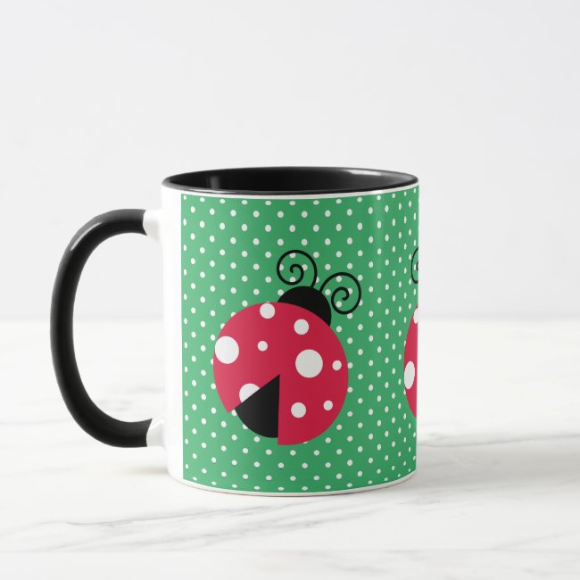 Ladybugs on Polka Dots Design Coffee Mug