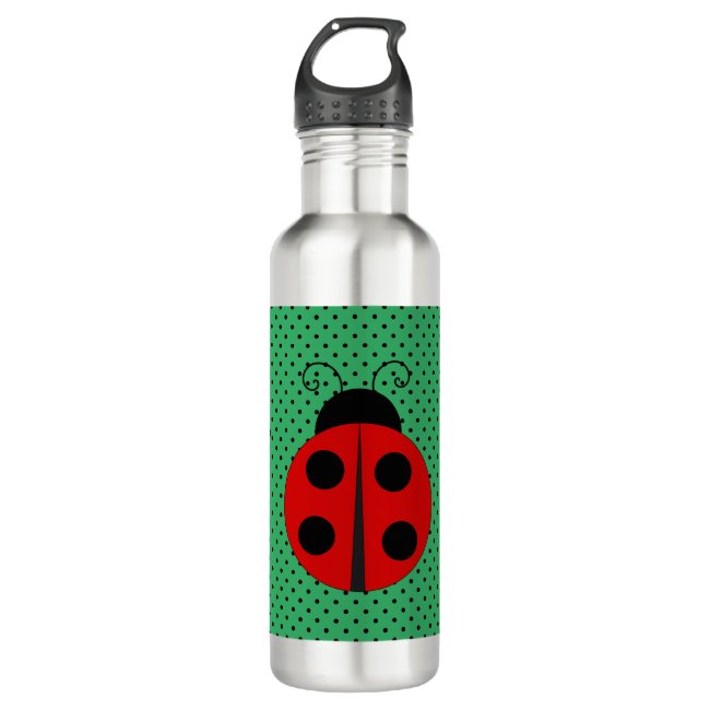 Ladybugs on Polka Dots Design Water Bottle