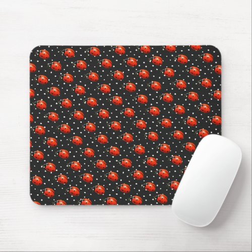 Ladybugs On Polka Dots Mouse Pad