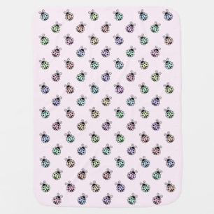 Ladybugs Pastel Multicolor Pattern on Pink Baby Blanket