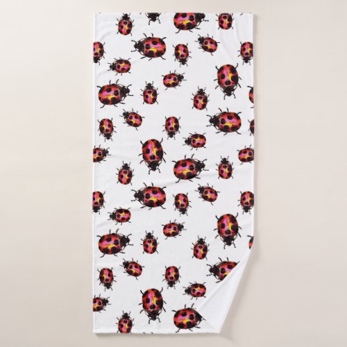 Ladybugs Pattern Bath Towel