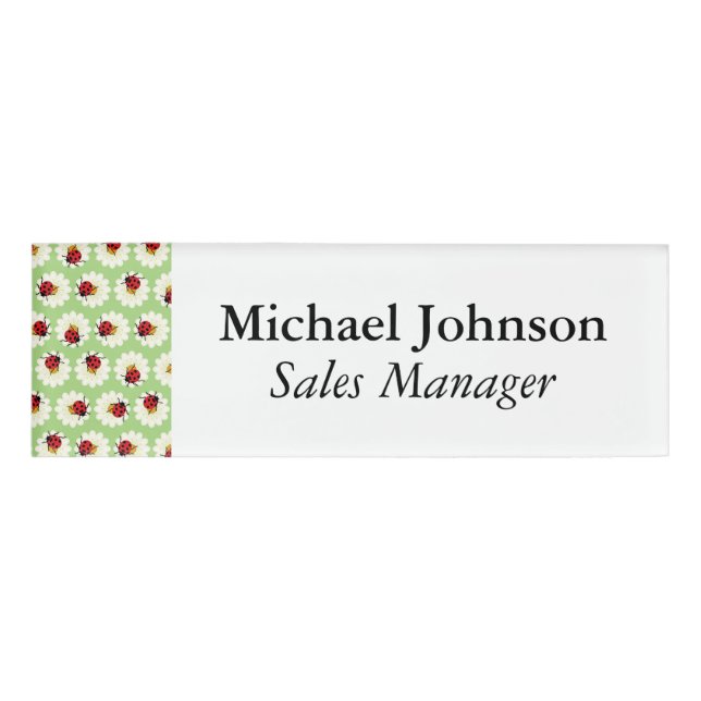 Ladybugs pattern name tag (Front)