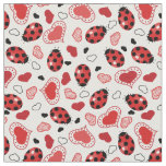 Ladybugs &amp; Red Hearts Pattern Fabric