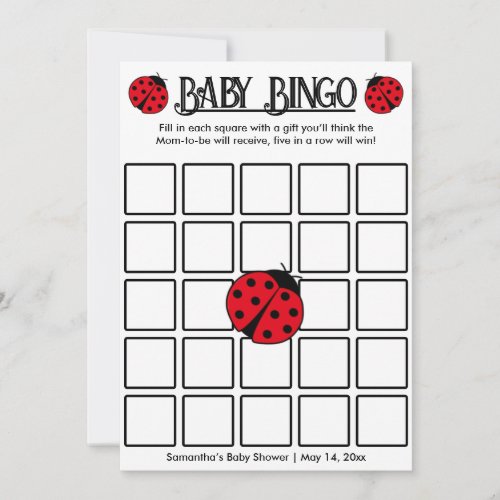 Ladybugs retro polka dots Baby bingo game card