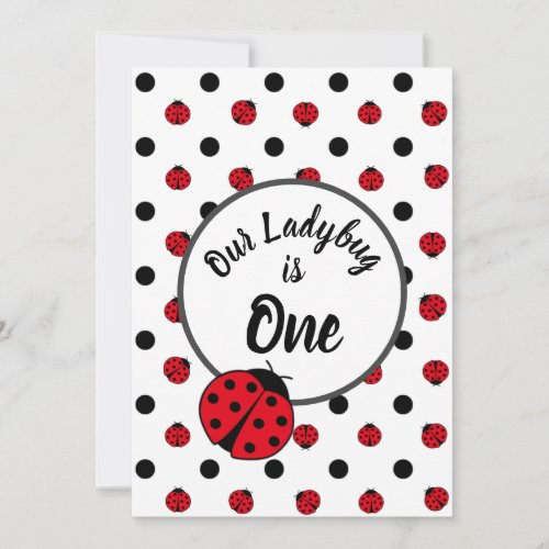 Ladybugs retro polka dots   invitation