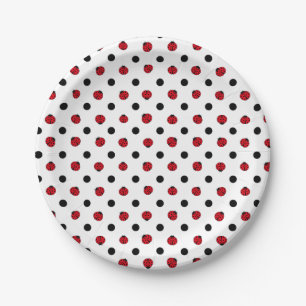 Ladybugs retro polka dots    paper plates