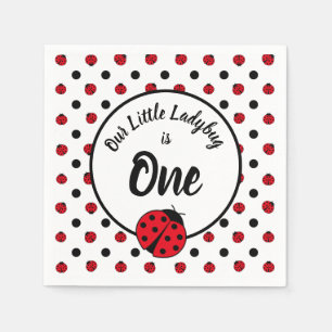 Ladybugs retro polka dots paper plates napkins