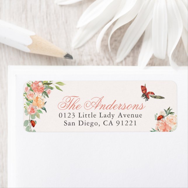 Ladybugs & Roses Return Address Label (Insitu)