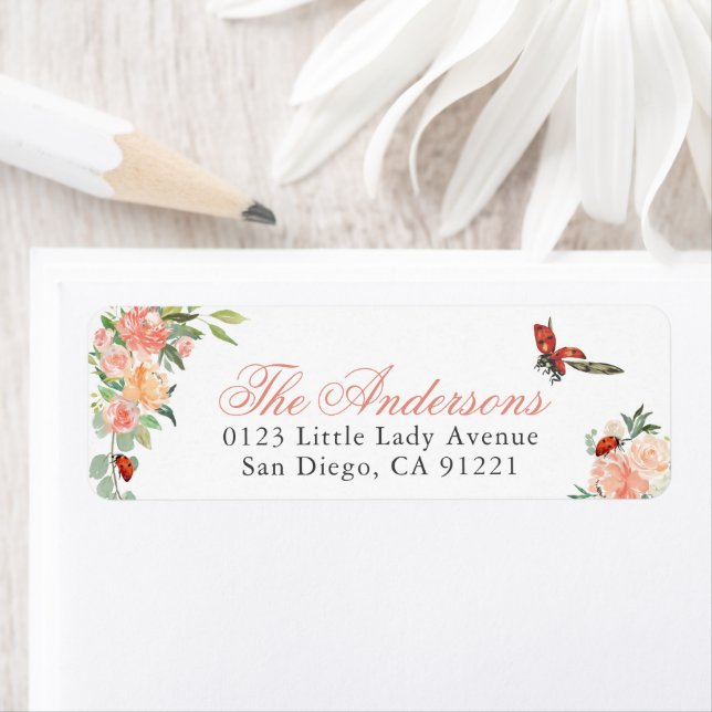 Ladybugs & Roses Return Address Label (Insitu)