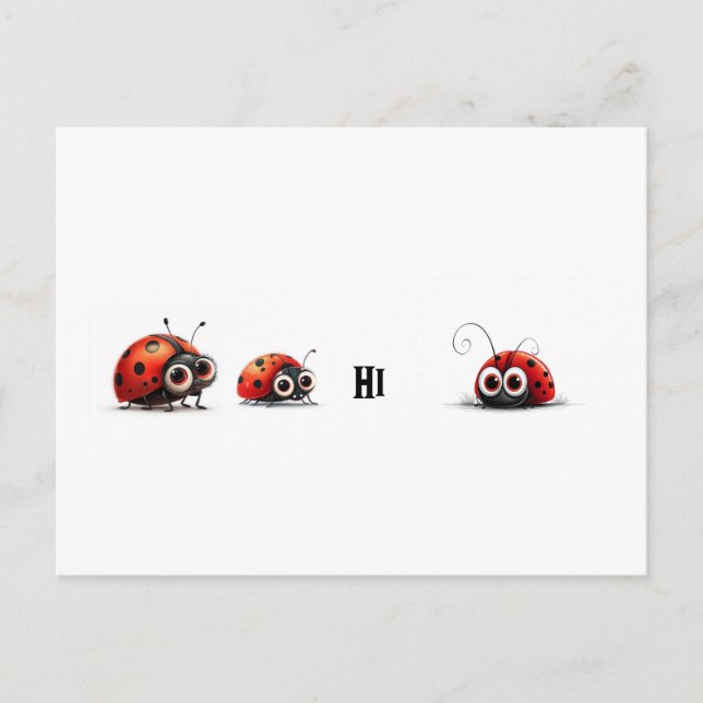 Ladybugs Saying Hi Postcard (Front)