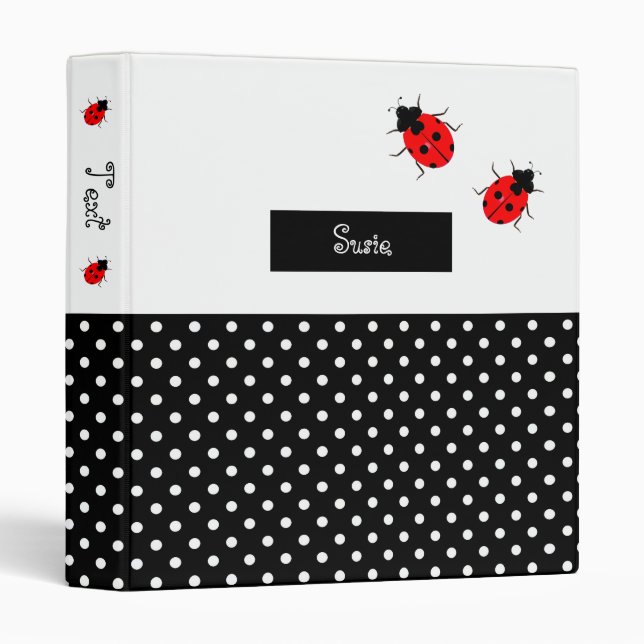 Ladybugs School Subject Binder 3 Ring (Front/Spine)