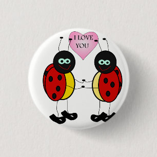 Ladybugs together holding hands in love button