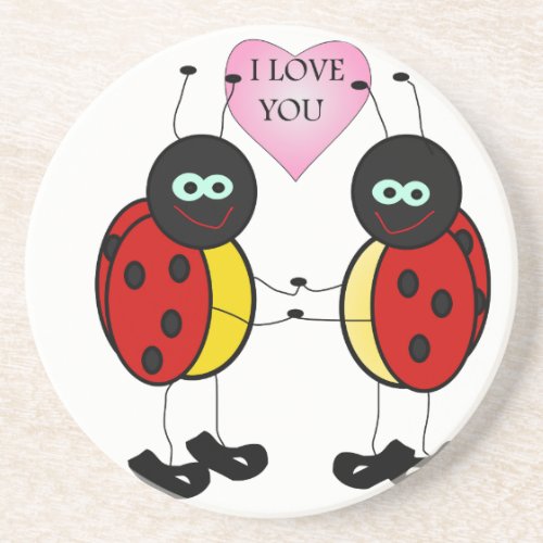 Ladybugs together holding hands in love coaster