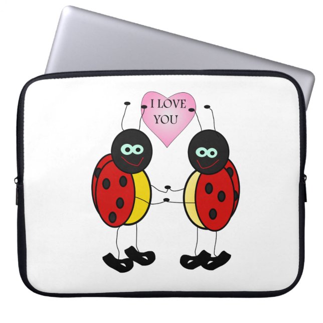 Ladybugs together holding hands in love laptop sleeve (Front)