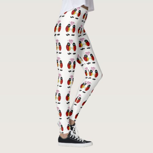 Ladybugs together holding hands in love leggings