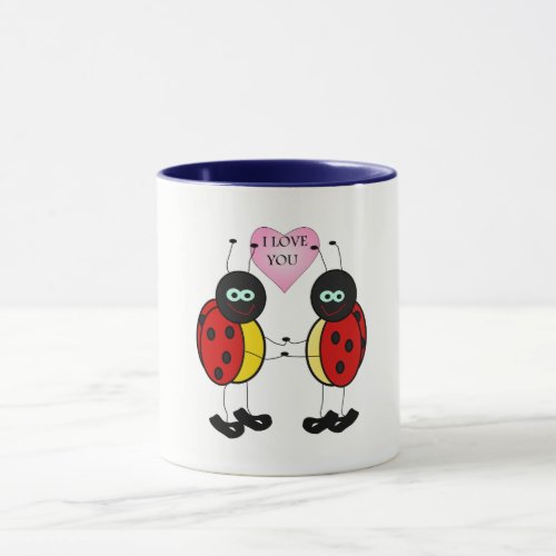 Ladybugs together holding hands in love mug