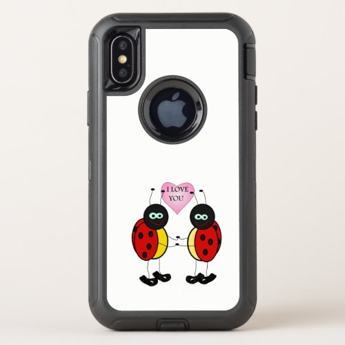 Ladybugs together holding hands in love OtterBox defender iPhone x case