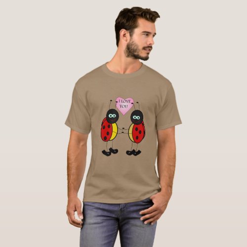 Ladybugs together holding hands in love T_Shirt