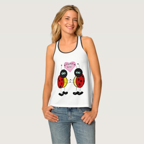 Ladybugs together holding hands in love tank top