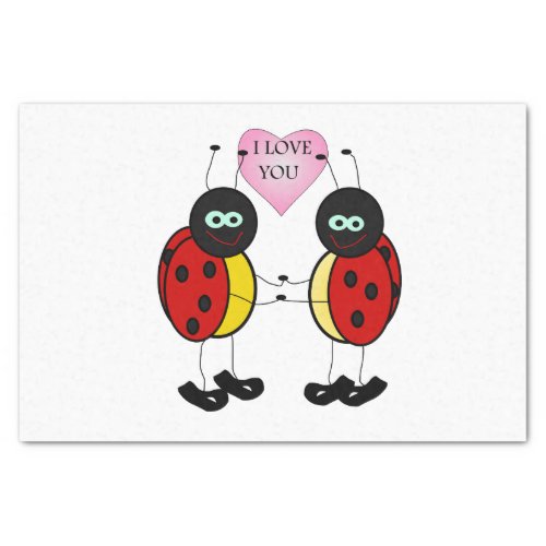 Ladybugs together holding hands in love tissue paper