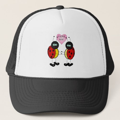 Ladybugs together holding hands in love trucker hat