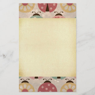 Ladybugs vintage girly floral fun colorful chic stationery