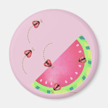 Ladybug's Watermelon 2¼ Inch Circle Magnet