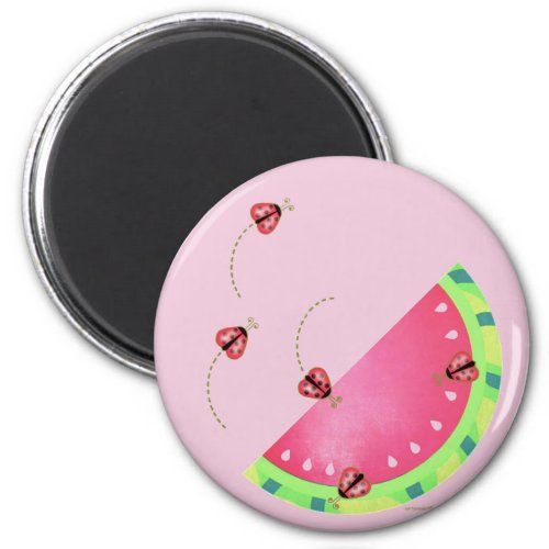Ladybugs Watermelon 2 Inch Circle Magnet