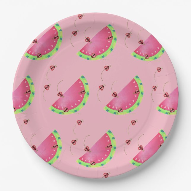 Ladybug's Watermelon paper plate (Front)
