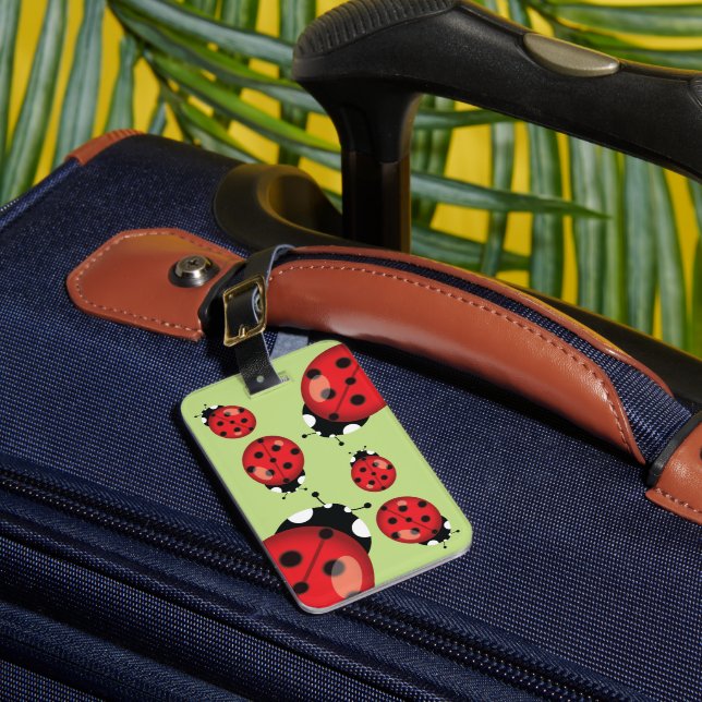 Ladybugs With Custom Contact Info Luggage Tag (Front Insitu 1)