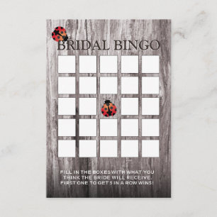 Ladybugs Wood Background Bridal Shower Bingo Cards