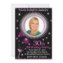 Lady's 30th Birthday Party Photo Invitation