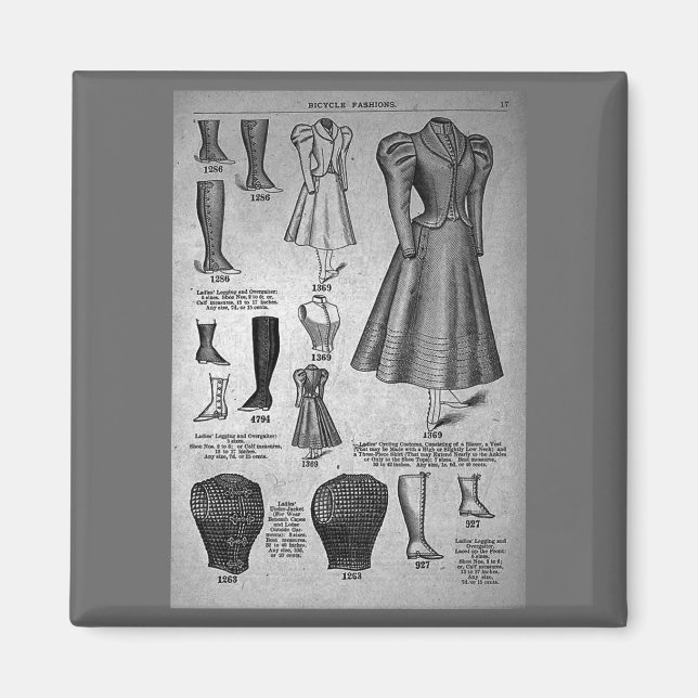 Lady's Bicycle Fashions1897 - Vintage Magnet (Front)