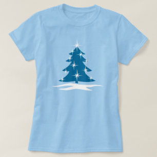 Lady's Blue Christmas Shirts Blue Tree T-Shirts